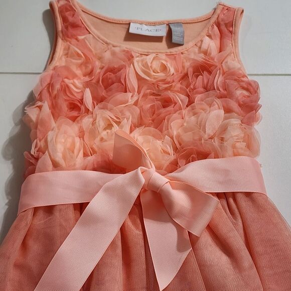 Girls Peach Roses Floral Formal Elegant Dress, Cardigan, & Headband Set Size 5/6 - Picture 9 of 16